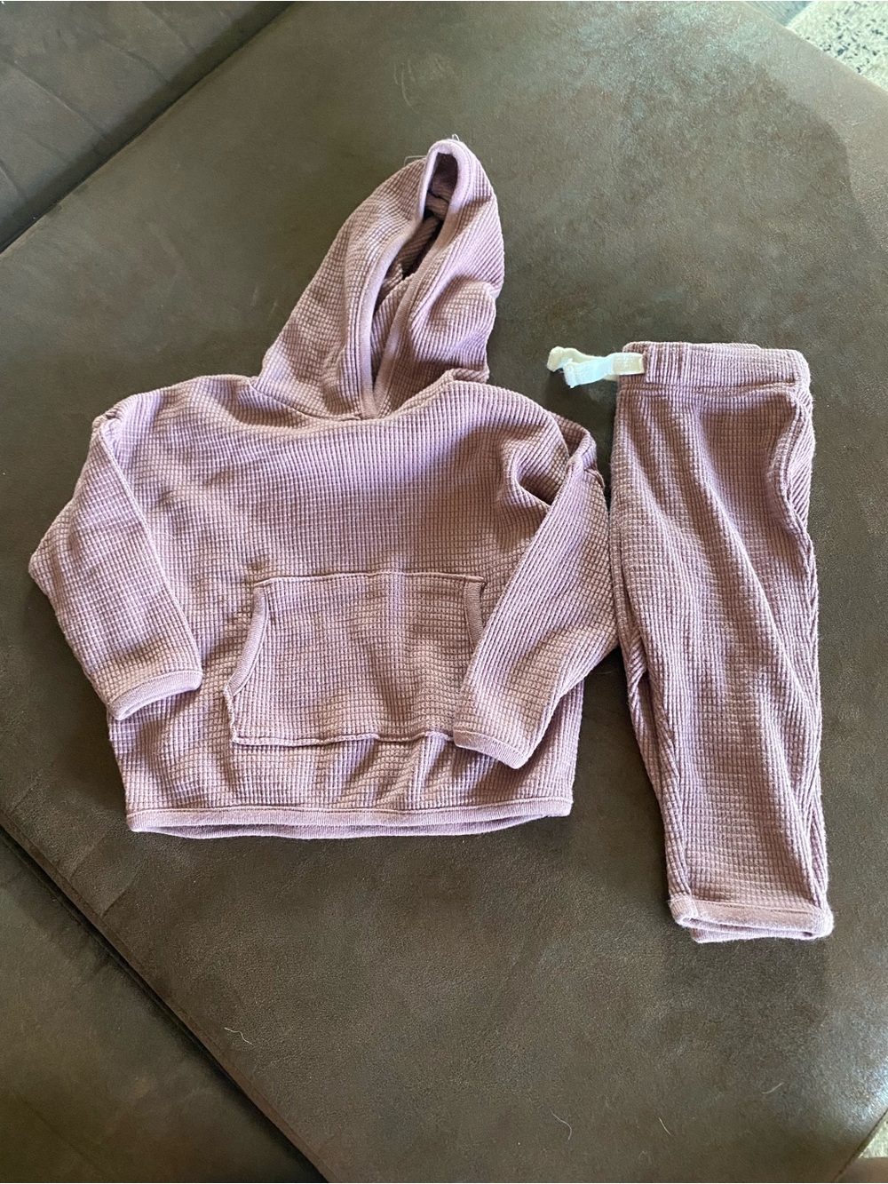 Kids Waffle Hoodie & Jogger Set - Lavender